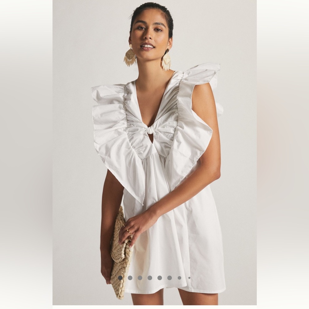 ANTHROPOLOGIE- White Ruffled short Dress